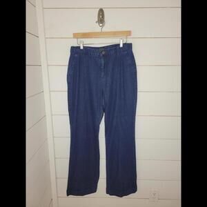 Vintage 90s Riveted by Lee size 12 dark blue denim cuffed wide leg jeans